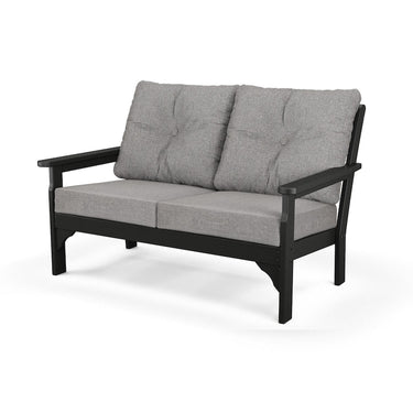 POLYWOOD Vineyard Deep Seating Settee - Black / Grey Mist